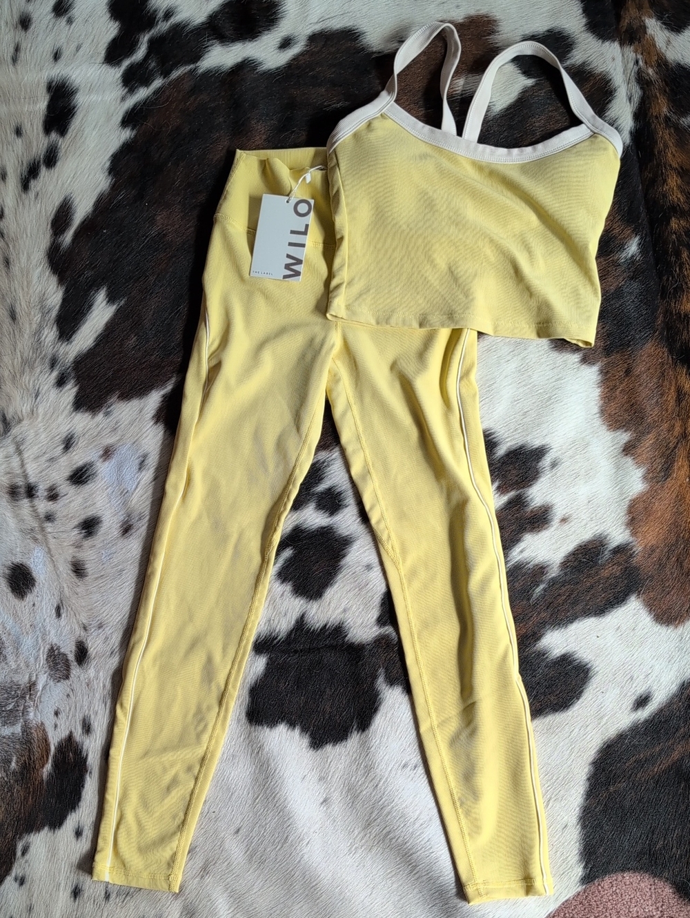 Wilo The Label Yellow Ribbed Leggings & Cropped Tank Set